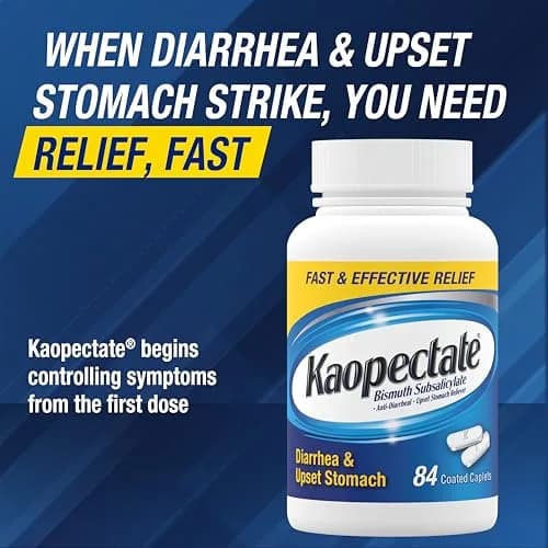 Kaopectate Multi-Symptom Anti-Diarrheal & Upset Stomach Reliever, 84 Caplet | Fast GI Discomfort Relief for Adults thumbnail 4