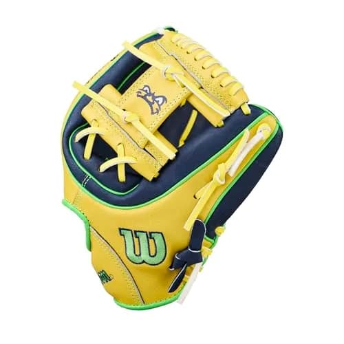 Wilson 2026 A450 Bananas 11" Infield Baseball Glove | Youth Right Hand Throw, Yellow/Navy/Neon Green thumbnail 4