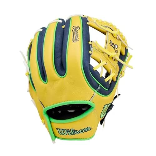Wilson 2026 A450 Bananas 11" Infield Baseball Glove | Youth Right Hand Throw, Yellow/Navy/Neon Green thumbnail 2