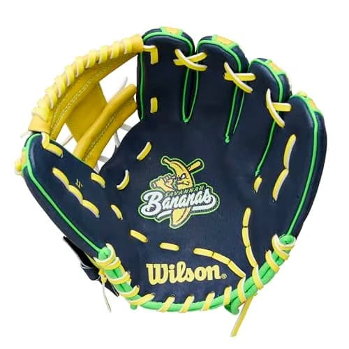Wilson 2026 A450 Bananas 11" Infield Baseball Glove | Youth Right Hand Throw, Yellow/Navy/Neon Green thumbnail 3