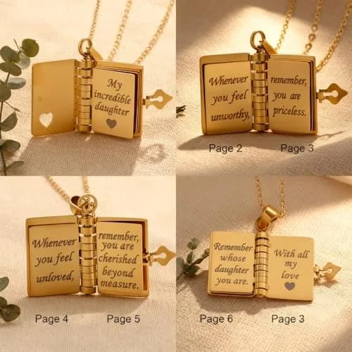 Roe Dolph My Little Star Book Necklace Gift for Daughter & Granddaughter | Meaningful Jewelry for Mothers Day thumbnail 5
