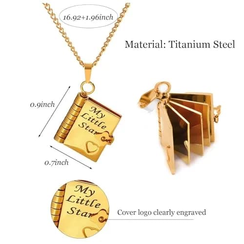 Roe Dolph My Little Star Book Necklace Gift for Daughter & Granddaughter | Meaningful Jewelry for Mothers Day thumbnail 6