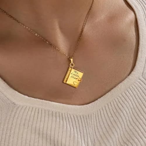 Roe Dolph My Little Star Book Necklace Gift for Daughter & Granddaughter | Meaningful Jewelry for Mothers Day thumbnail 2