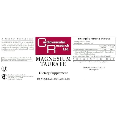 Cardiovascular Research Magnesium Taurate 125 mg 180 Capsules | Supports Heart & Muscle Function thumbnail 3