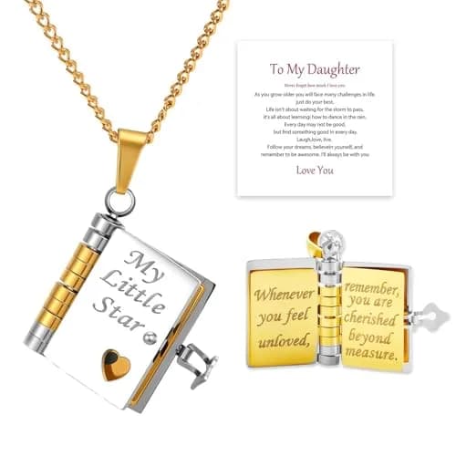 Roe Dolph My Little Star Book Necklace Gift for Daughter & Granddaughter | Meaningful Keepsake, Mothers Day Gift, Pendant Necklace, Emotional Jewelry thumbnail 1