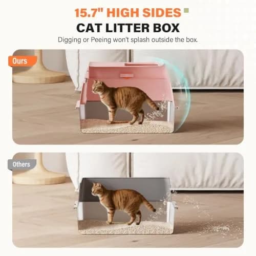 PEDIBAT XL Stainless Steel Litter Box with Lid, Enclosed Metal Cat Pan | Extra Large High-Sided Cat Litter Box for All Sizes thumbnail 3