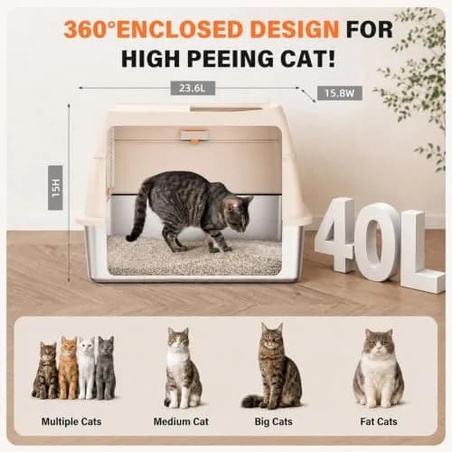 PEDIBAT XL Stainless Steel Litter Box with Lid, Enclosed Metal Cat Pan | Extra Large, High-Sided, Odor-Free thumbnail 4