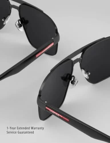 Luenx Polarized Aviator Sunglasses for Men & Women | 60mm Square UV400 Driving thumbnail 6