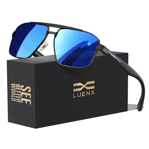 Luenx Polarized Aviator Sunglasses for Men & Women | 60mm (2.36 in) Lens Width, 145mm (5.7 in) Arm Length thumbnail 1