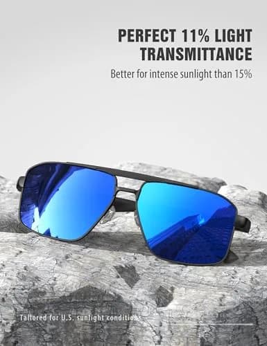 Luenx Polarized Aviator Sunglasses for Men & Women | 60mm (2.36 in) Lens Width, 145mm (5.7 in) Arm Length thumbnail 3