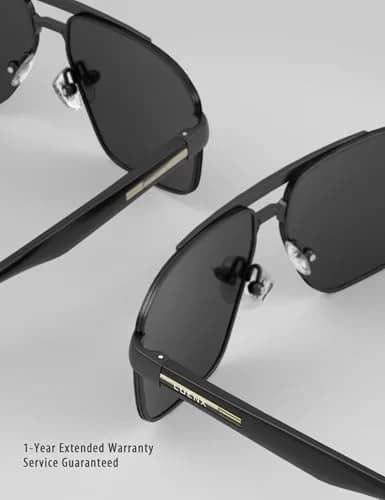 Luenx Polarized Aviator Sunglasses for Men & Women | 60mm (2.36 in) Square Lens thumbnail 7