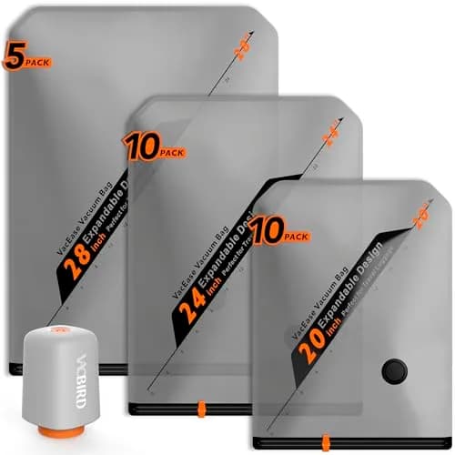 Vacbird Rechargeable Wireless Pump Travel Storage Bags Set - 25 Pack Space Saver Bags for Travel & Home thumbnail 1