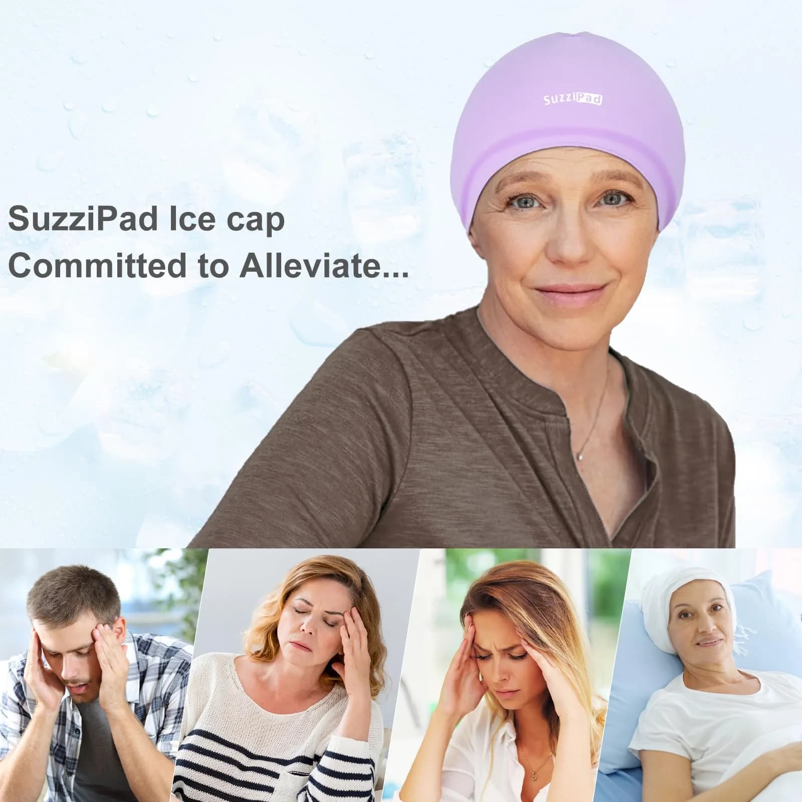 SUZZIPAD Chemo Cooling Cap for Chemotherapy Care, Purple, One Size - view 3