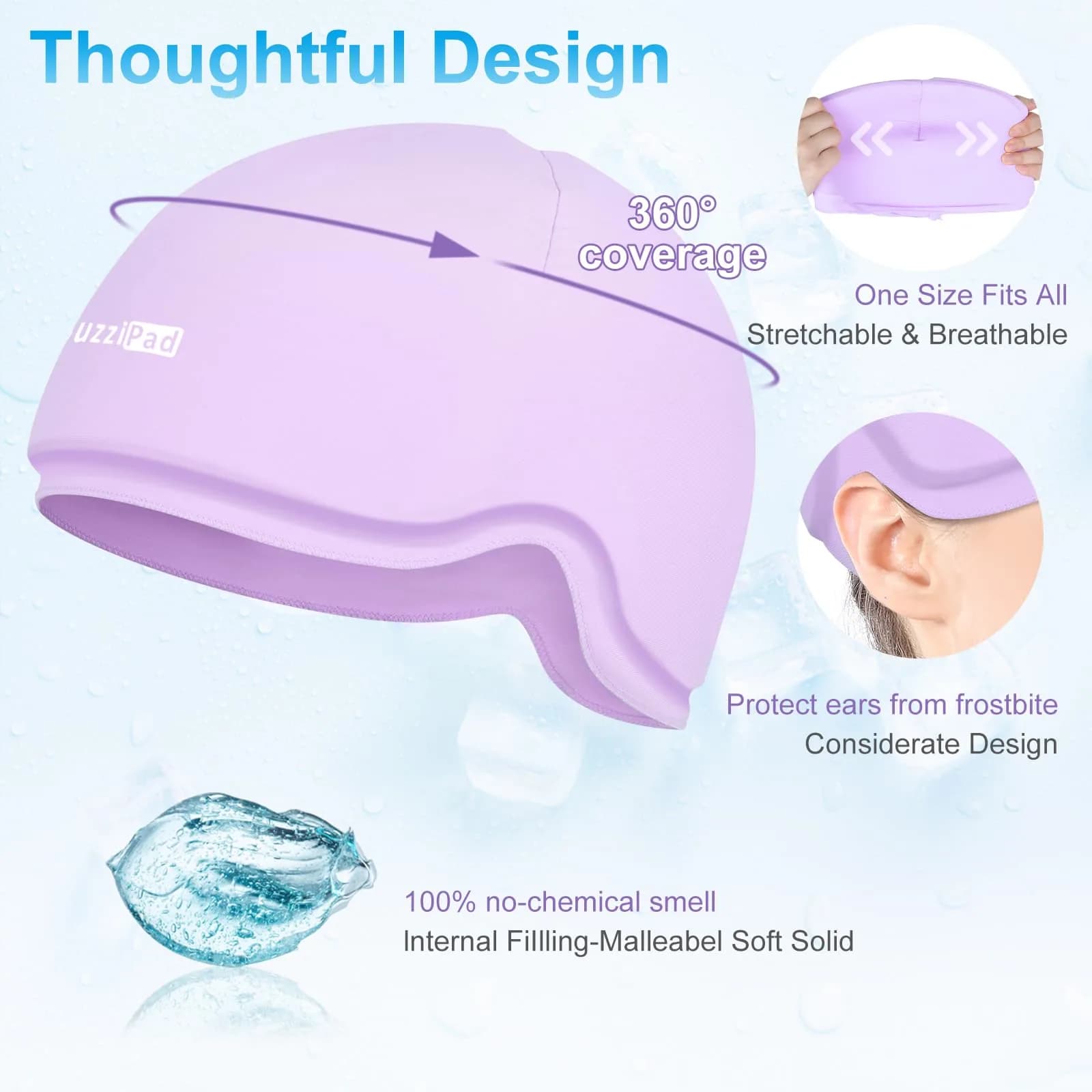 SUZZIPAD Chemo Cooling Cap for Chemotherapy Care, Purple, One Size - view 4