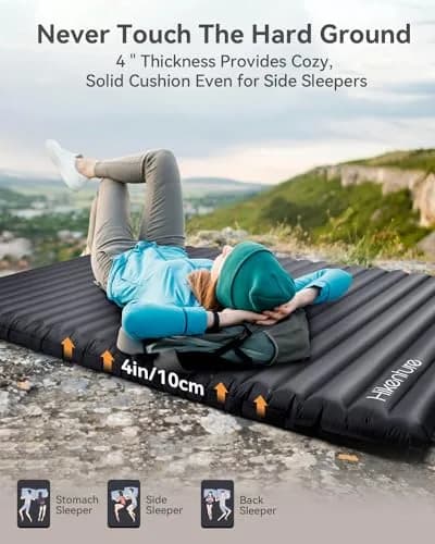 Hikenture Double Sleeping Pad, 4-in Thick Camping Mattress | Bed-like Comfort for 2 in India thumbnail 3