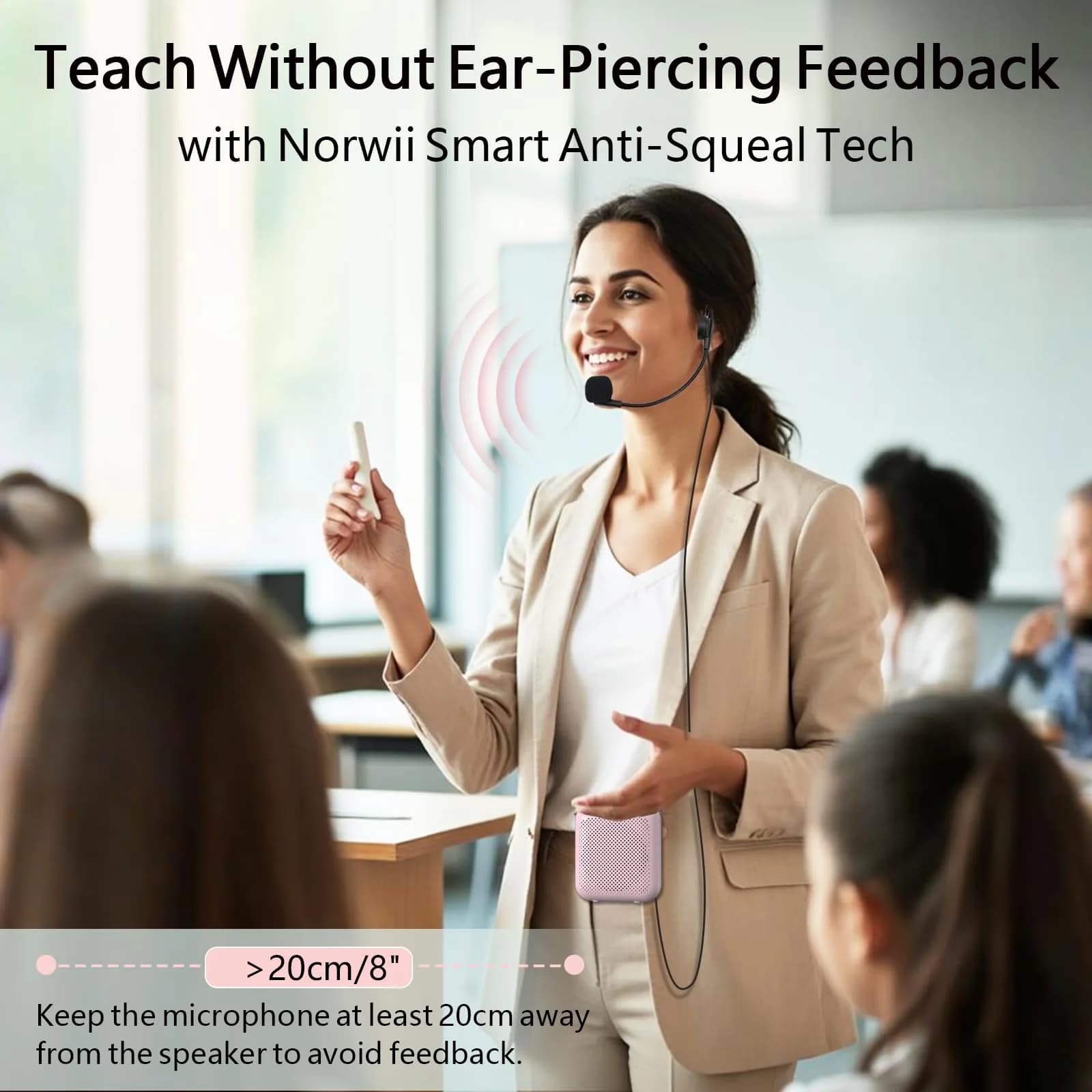 Norwii Portable Voice Amplifier with Wired Microphone Headset & 4000mAh Battery | 10W Loud Clear Sound - view 5