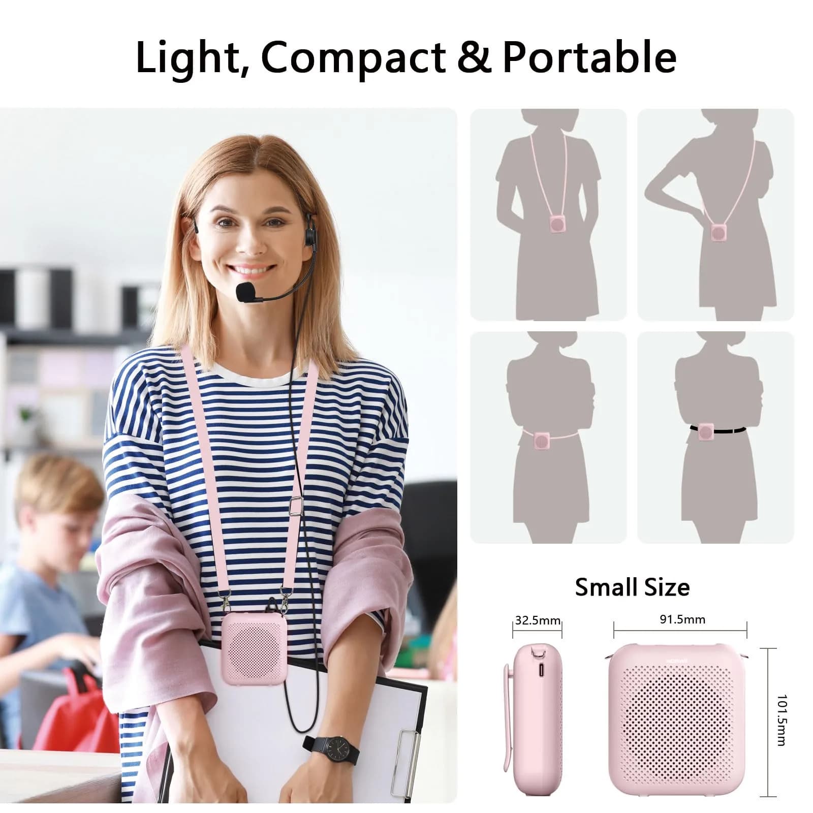 Norwii Portable Voice Amplifier with Wired Microphone Headset & 4000mAh Battery | 10W Loud Clear Sound - view 9