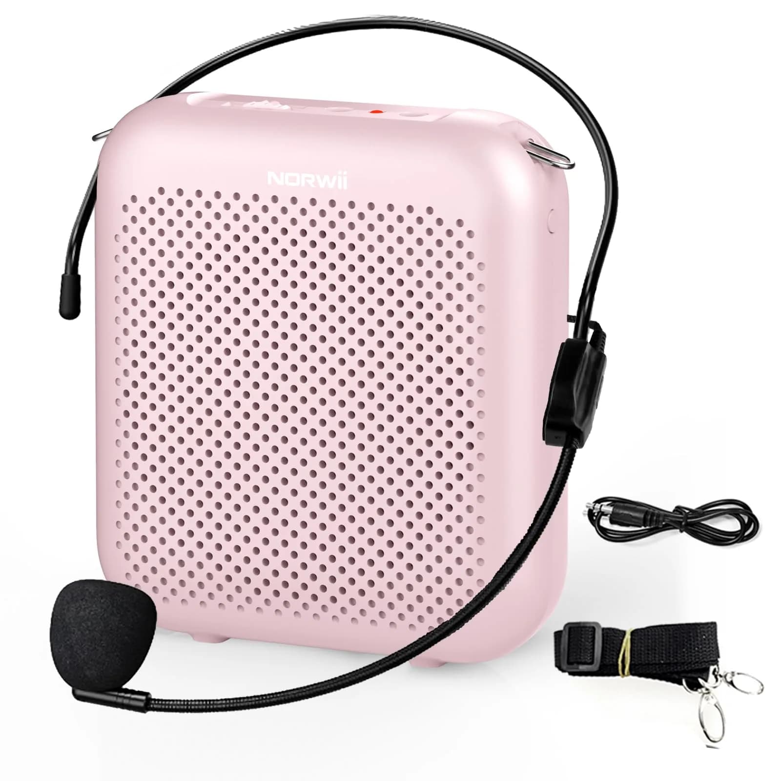 Norwii Pink Portable Voice Amplifier with Wired Headset Microphone - 2000mAh Battery - main product image