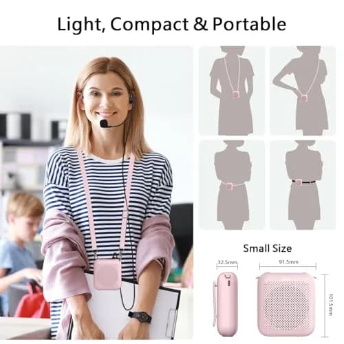 Norwii Bluetooth Voice Amplifier with Wired Microphone Headset & 2000mAh Battery | Pink, 10W Output thumbnail 9