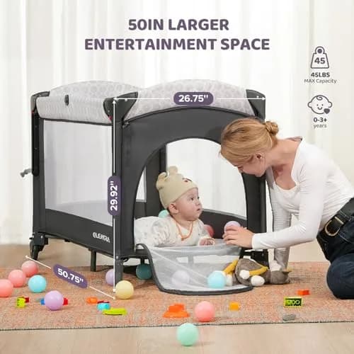 ELEMARA 3 in 1 Baby Bassinet Bedside with Diaper Changer | Foldable, Adjustable & Portable thumbnail 5