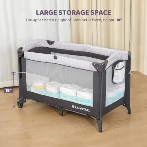 ELEMARA 3 in 1 Baby Bassinet Bedside with Diaper Changer | Foldable, Adjustable & Portable thumbnail 6