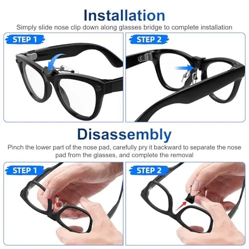 RCstyle HiBloks Eyeglass Nose Pads for Ray-Ban Meta Wayfarer Gen 1 & Gen 2 (Split Type, Black) thumbnail 7