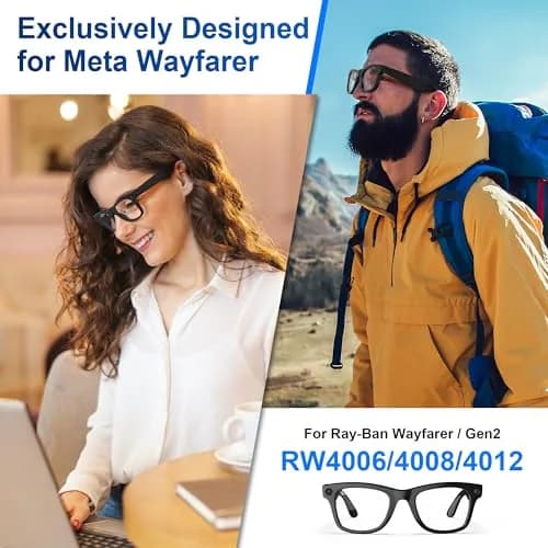 RCstyle HiBloks Eyeglass Nose Pads for Ray-Ban Meta Wayfarer Gen 1 & Gen 2 (Split Type, Black) thumbnail 3