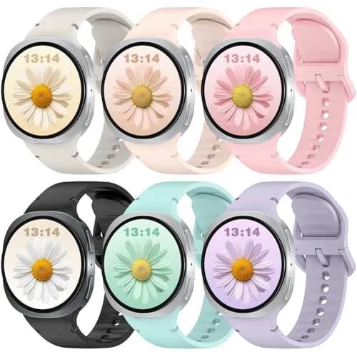 BandRain 6 Pack Silicone Sport Bands for Samsung Galaxy Watch 9/8/8 Classic 40mm 44mm 46mm | Breathable & Waterproof thumbnail 1