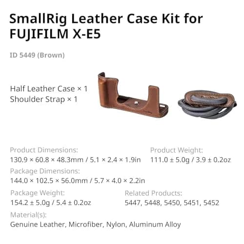 SMALLRIG Leather Camera Case Kit for FUJIFILM X-E5 with Shoulder Strap (Brown) | Vintage Leather Design thumbnail 7