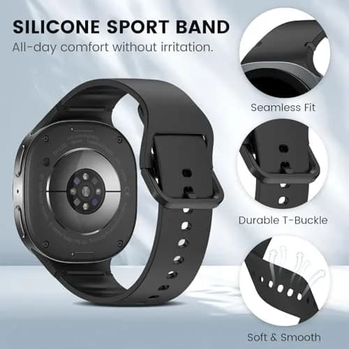 BandRain 6 Pack Silicone Sport Bands for Samsung Galaxy Watch 9/8/8 Classic 40mm 44mm 46mm | Breathable & Waterproof Wristbands thumbnail 2