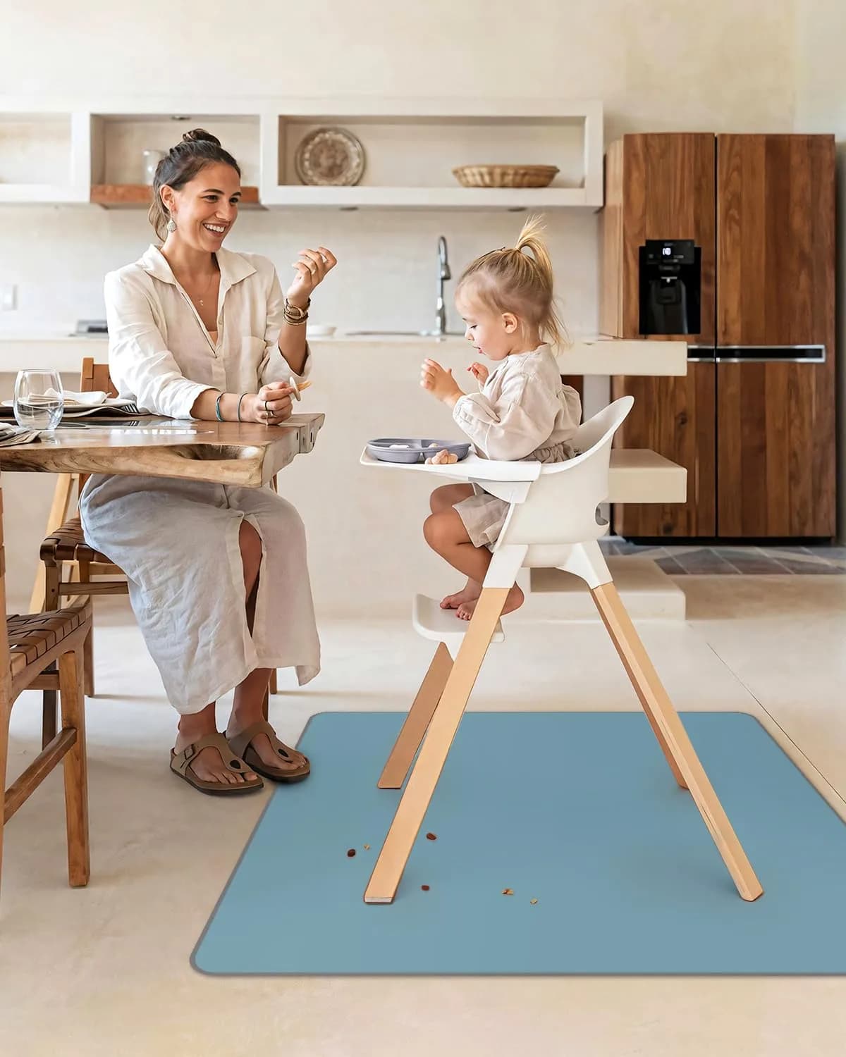Blissful Diary Slate Blue Baby Splat Mat 128cm | Waterproof Floor Protector for High Chairs & Playtime - view 4