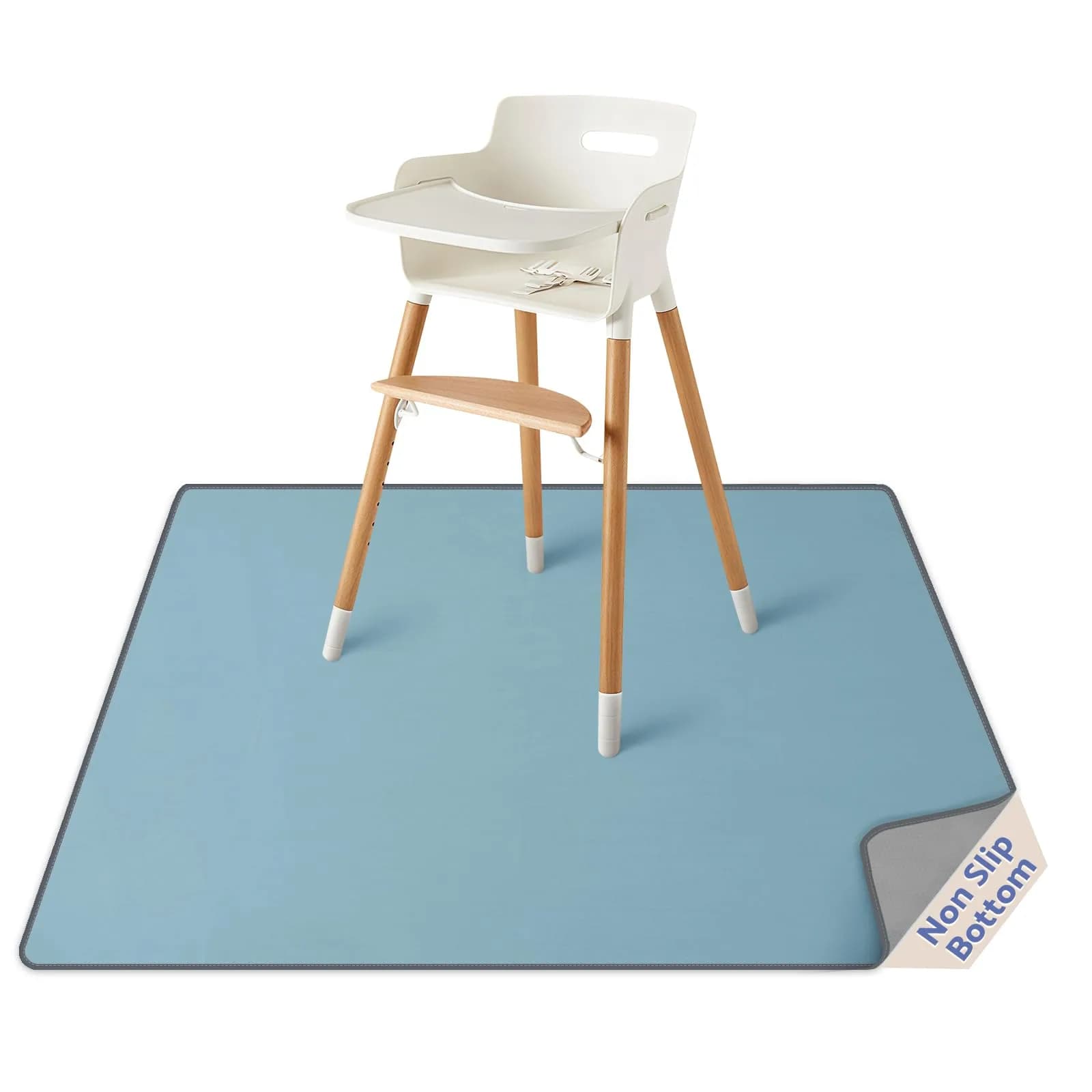Blissful Diary Slate Blue Baby Splat Mat 128cm | Waterproof Floor Protector for High Chairs & Playtime - main product image