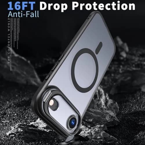 IDweel Magnetic for iPhone Air Case with Built-in Camera Stash Stand, Black | MagSafe Compatible Slim Shockproof Cover thumbnail 7