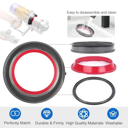 Vanclearidea Dust Bin Sealing Ring for Dyson V12 (SV18 SV20) Vacuum Cleaner | Red Rubber Replacement Part thumbnail 3