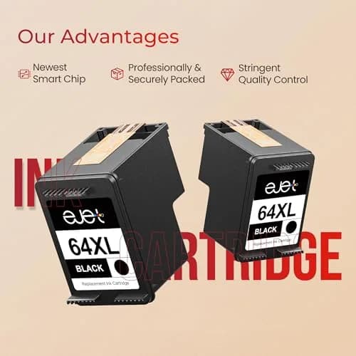 ejet 64XL Black Ink Cartridge 2 Pack | Compatible for HP Envy Photo & Inspire Series thumbnail 5