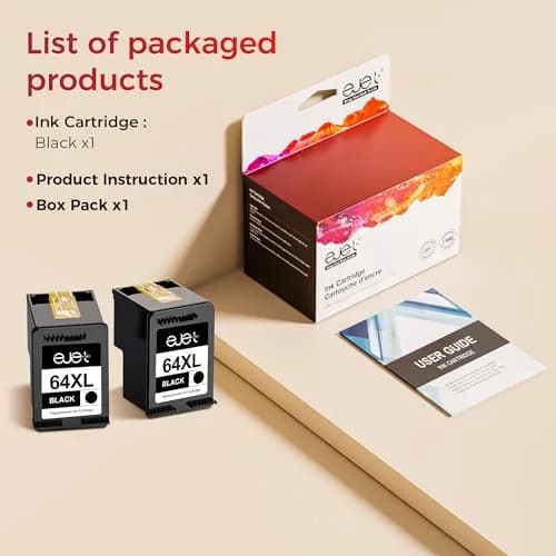 ejet 64XL Black Ink Cartridge 2 Pack | Compatible for HP Envy Photo & Inspire Series thumbnail 6