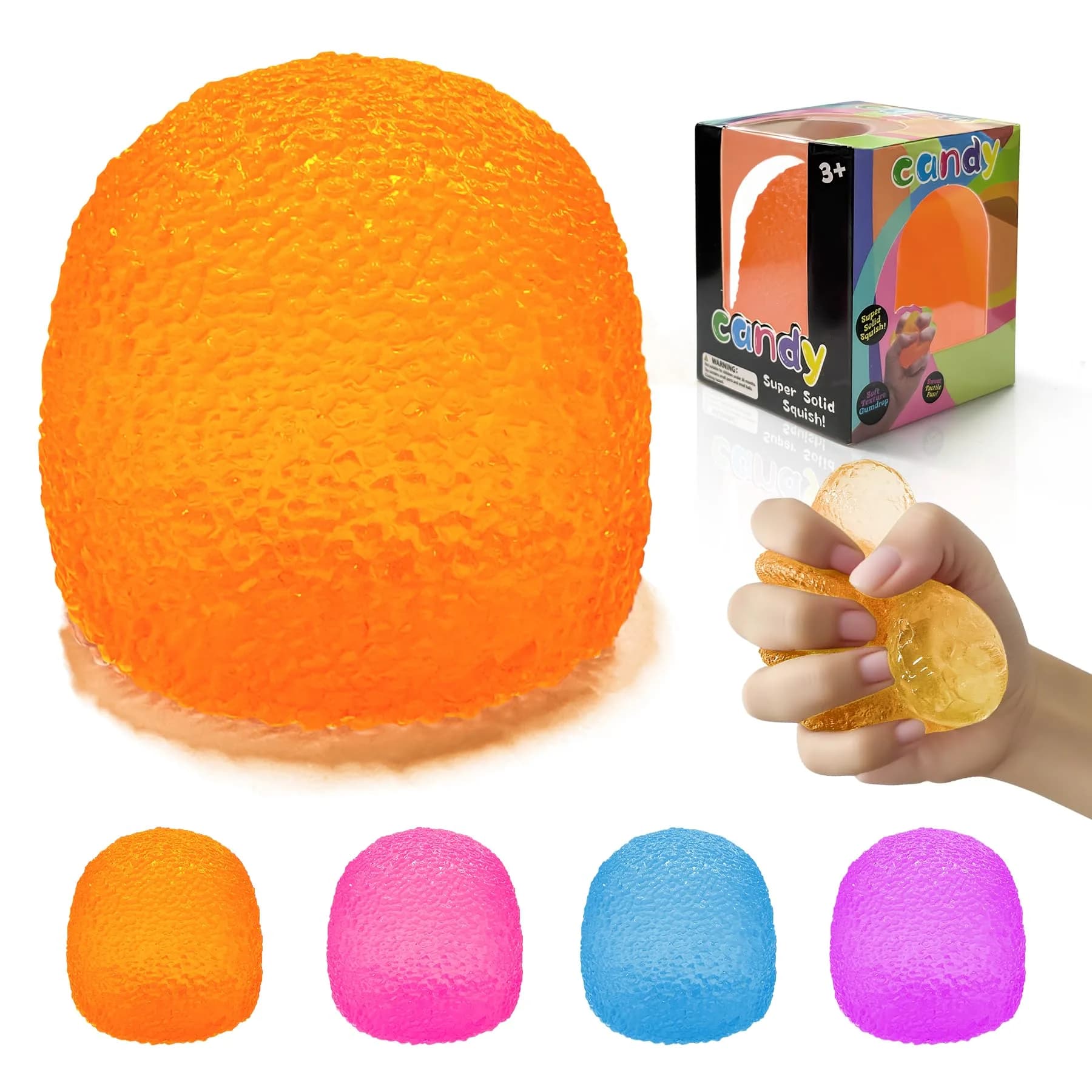 AuraGlaze Gumdrop Stress Ball Toy for Kids & Adults, 5.5 cm (2.2 in) Orange | Non-Toxic Silicone Fidget - main product image