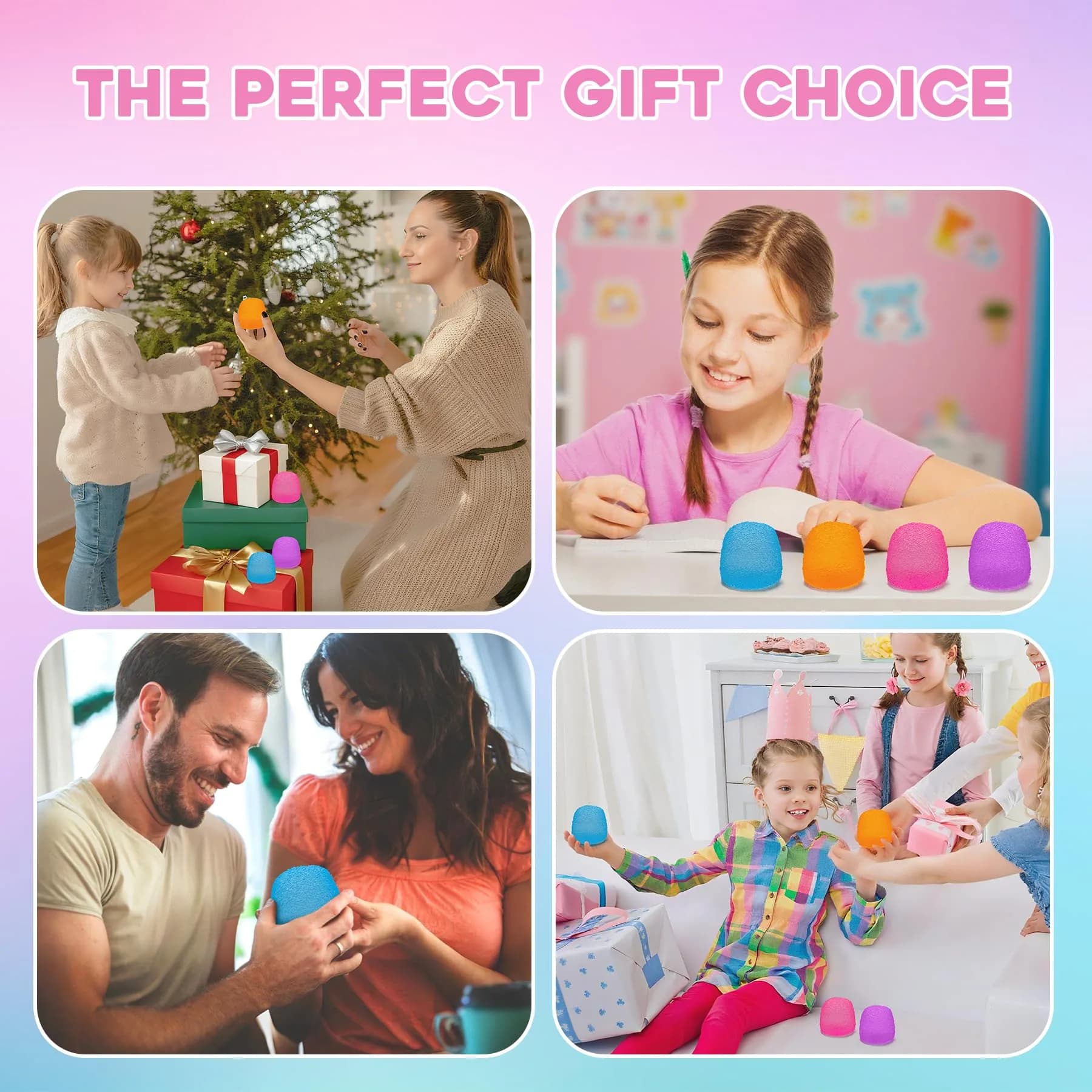 AuraGlaze Gumdrop Stress Ball Toy for Kids & Adults, 5.5 cm (2.2 in) Orange | Non-Toxic Silicone Fidget - view 5