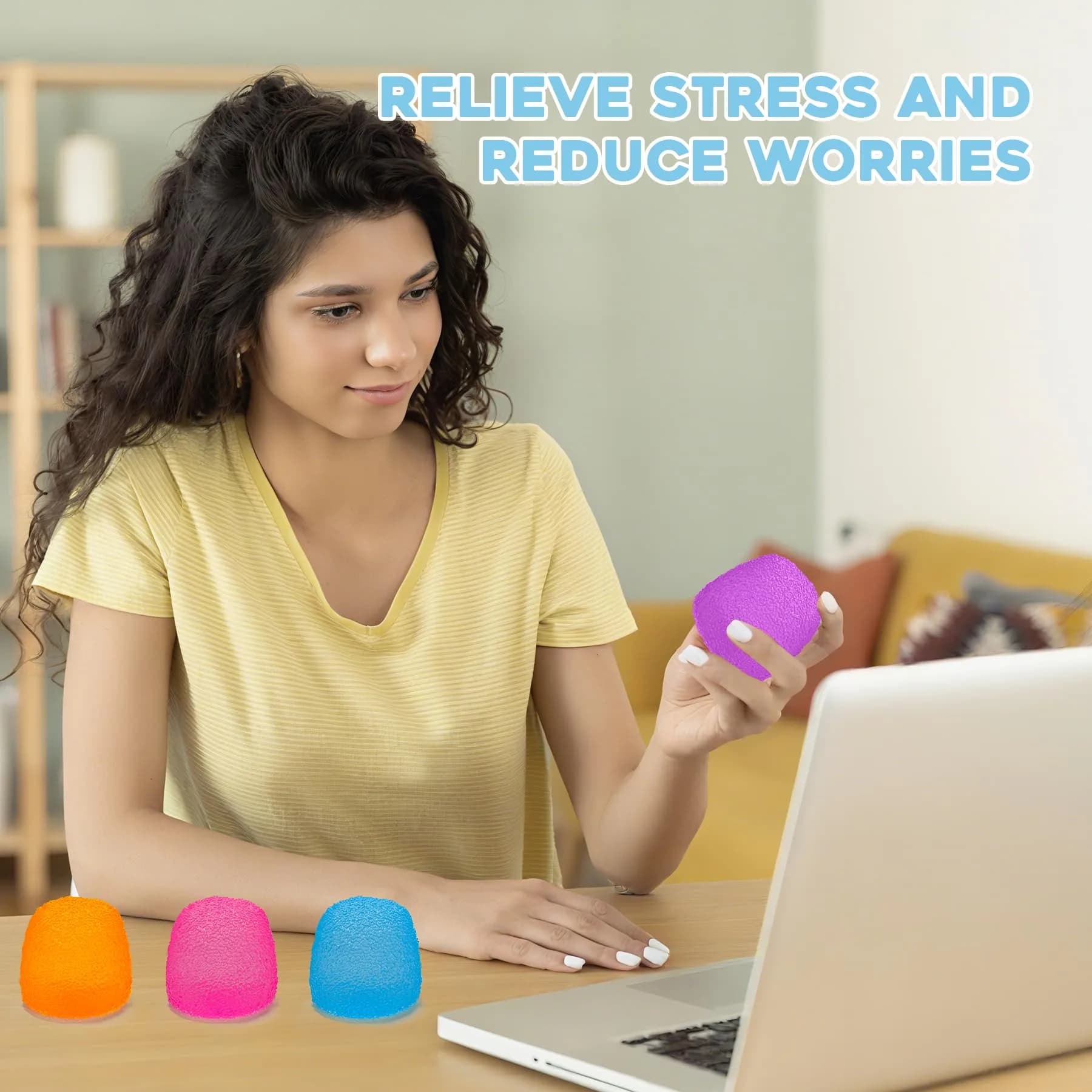 AuraGlaze Gumdrop Stress Ball Toy for Kids & Adults, 5.5 cm (2.2 in) Orange | Non-Toxic Silicone Fidget - view 7