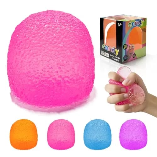 AuraGlaze Pink Gumdrop Squishy Stress Ball | Solid Squeeze Toy for Kids & Adults - main product image