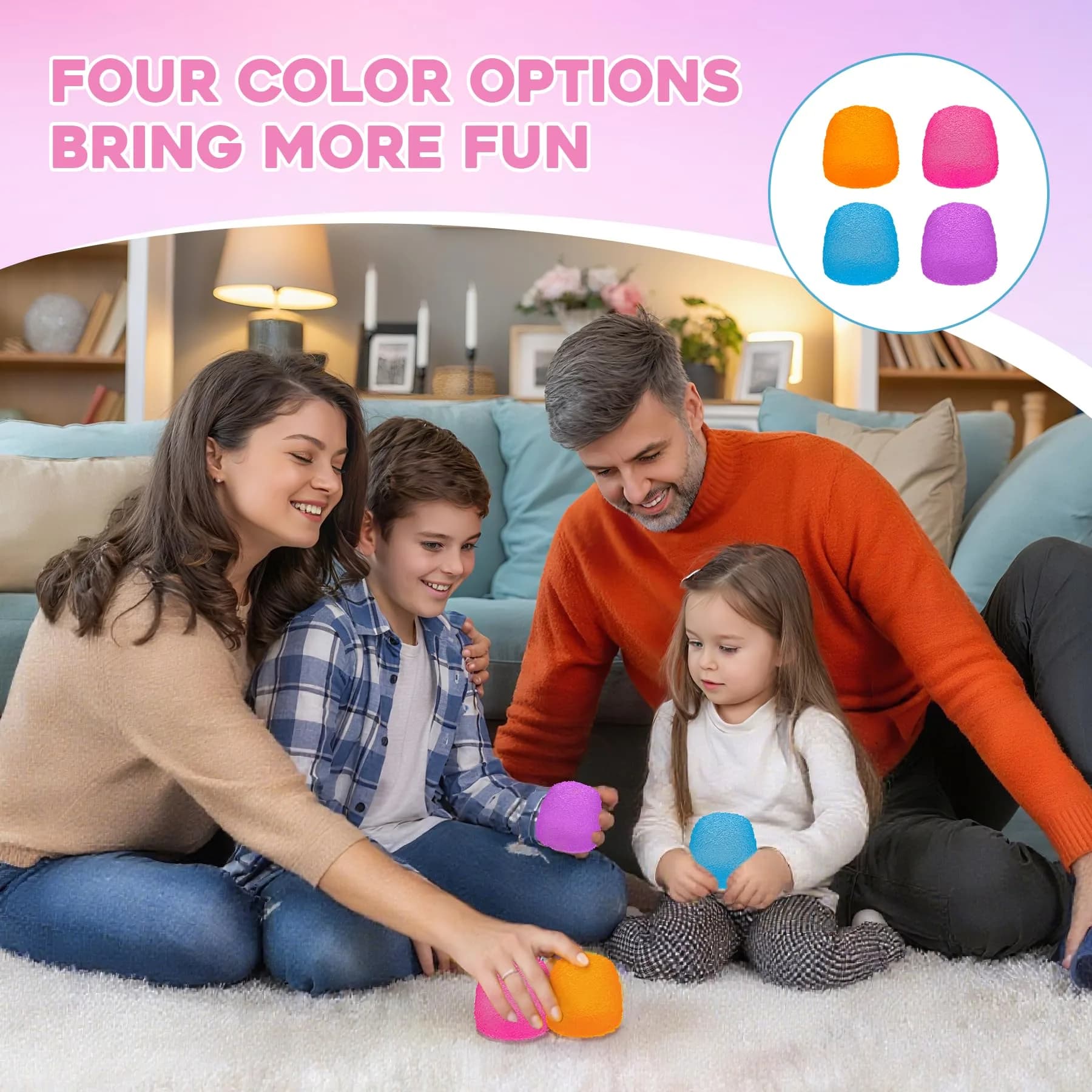 AuraGlaze Pink Gumdrop Squishy Stress Ball | Solid Squeeze Toy for Kids & Adults - view 5