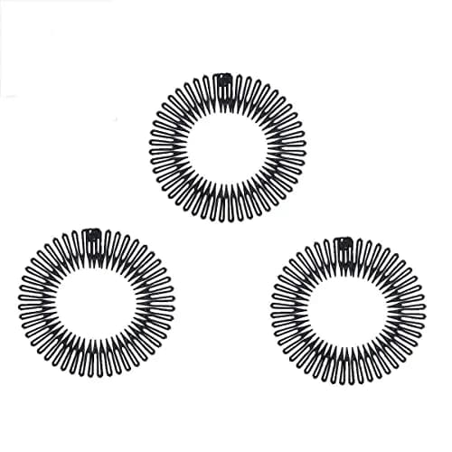 TUICARE Flexible Plastic Circular Stretch Hair Combs Headband Holder 10.5cm (3-Pack, Black) | No-Slip Grip for All Hair Types thumbnail 1