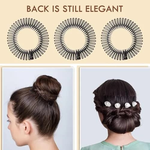 TUICARE Flexible Plastic Circular Stretch Hair Combs Headband Holder 10.5cm (3-Pack, Black) | No-Slip Grip for All Hair Types thumbnail 5