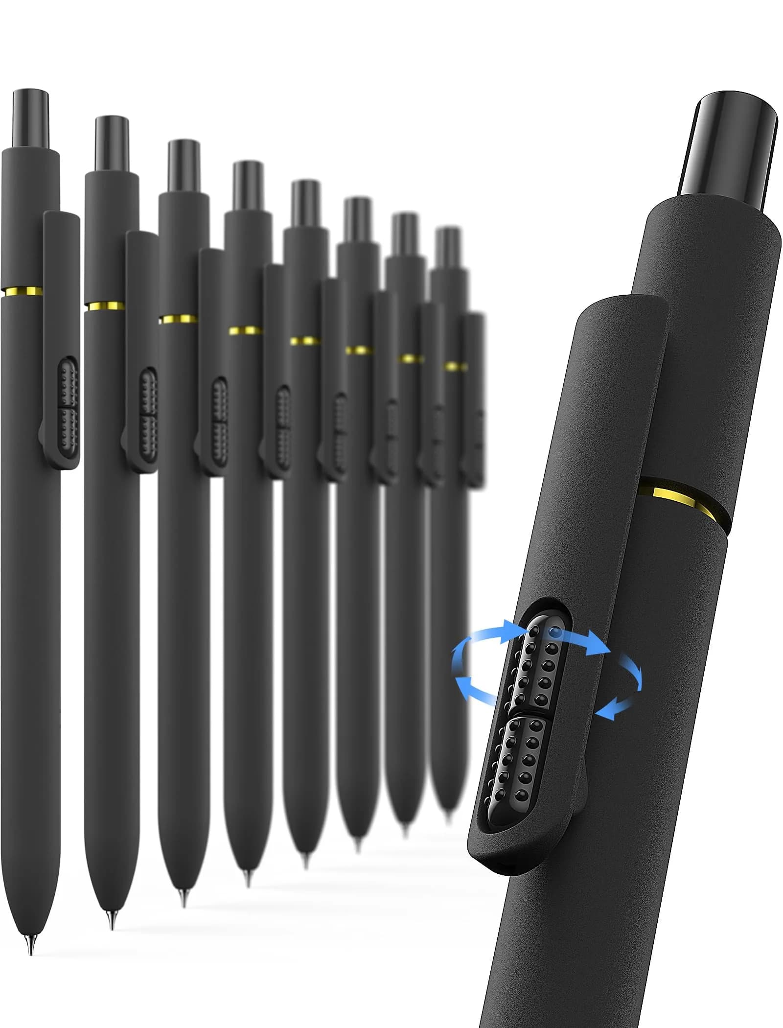 Hiacry 8 Pack Gel Pens | 0.7mm Fine Point Black Ink | Smooth Writing & Quick-Dry — Black-0.7mm-Black Ink