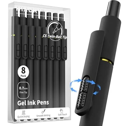 Hiacry Gel Pens 0.7mm Medium Point 8-Pack | Smooth Writing Fidget Pens, Stress Relief, No Smear, No Bleed, Journaling, Note Taking, Work, School, Office, Students & Adults thumbnail 9
