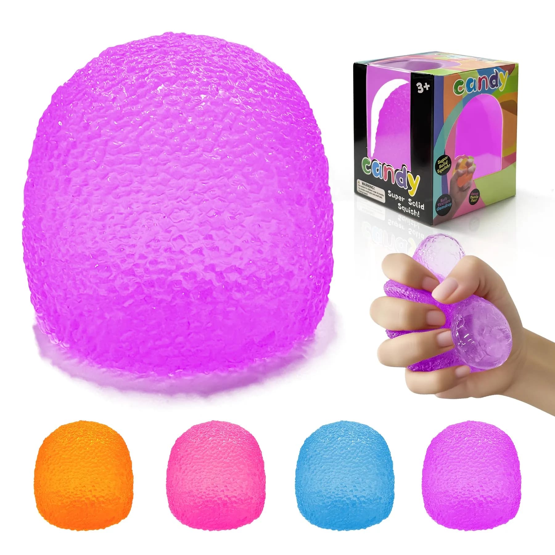 AuraGlaze Gumdrop Stress Ball Toy - Vibrant Purple, 5.5 cm (2.2 in) for Kids & Adults | Non-Toxic Silicone Fidget - main product image