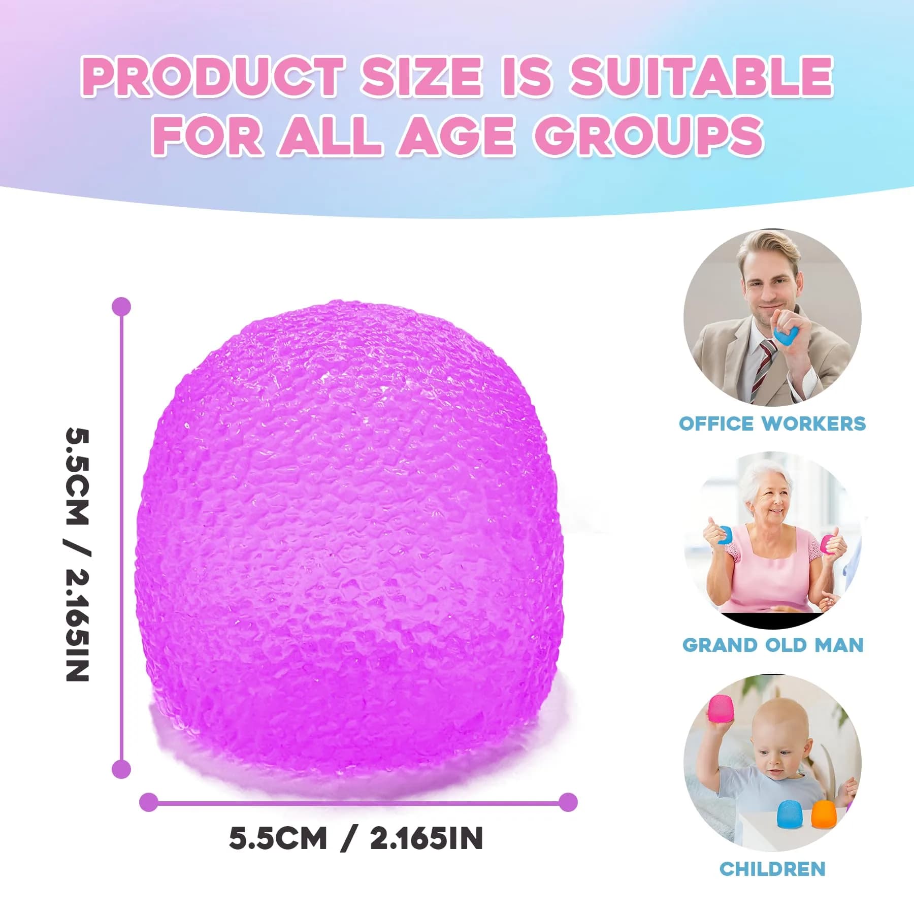 AuraGlaze Gumdrop Stress Ball Toy - Vibrant Purple, 5.5 cm (2.2 in) for Kids & Adults | Non-Toxic Silicone Fidget - view 2