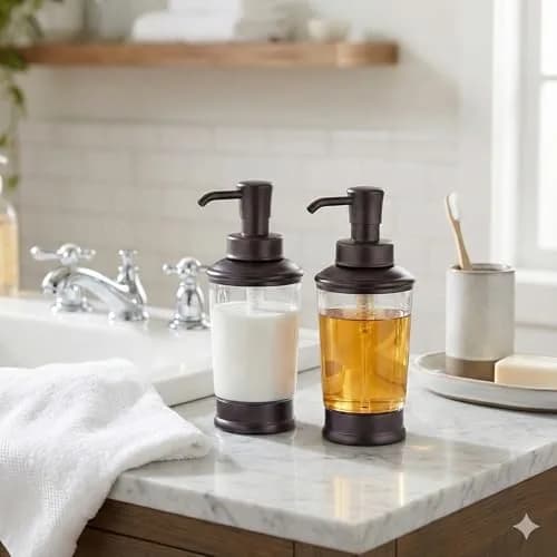 CHBJDAN Vintage Style Soap Dispenser Bottles 473ml (16 Fl Oz) 2-Pack | Refillable Bronze Bathroom & Kitchen Decor thumbnail 4