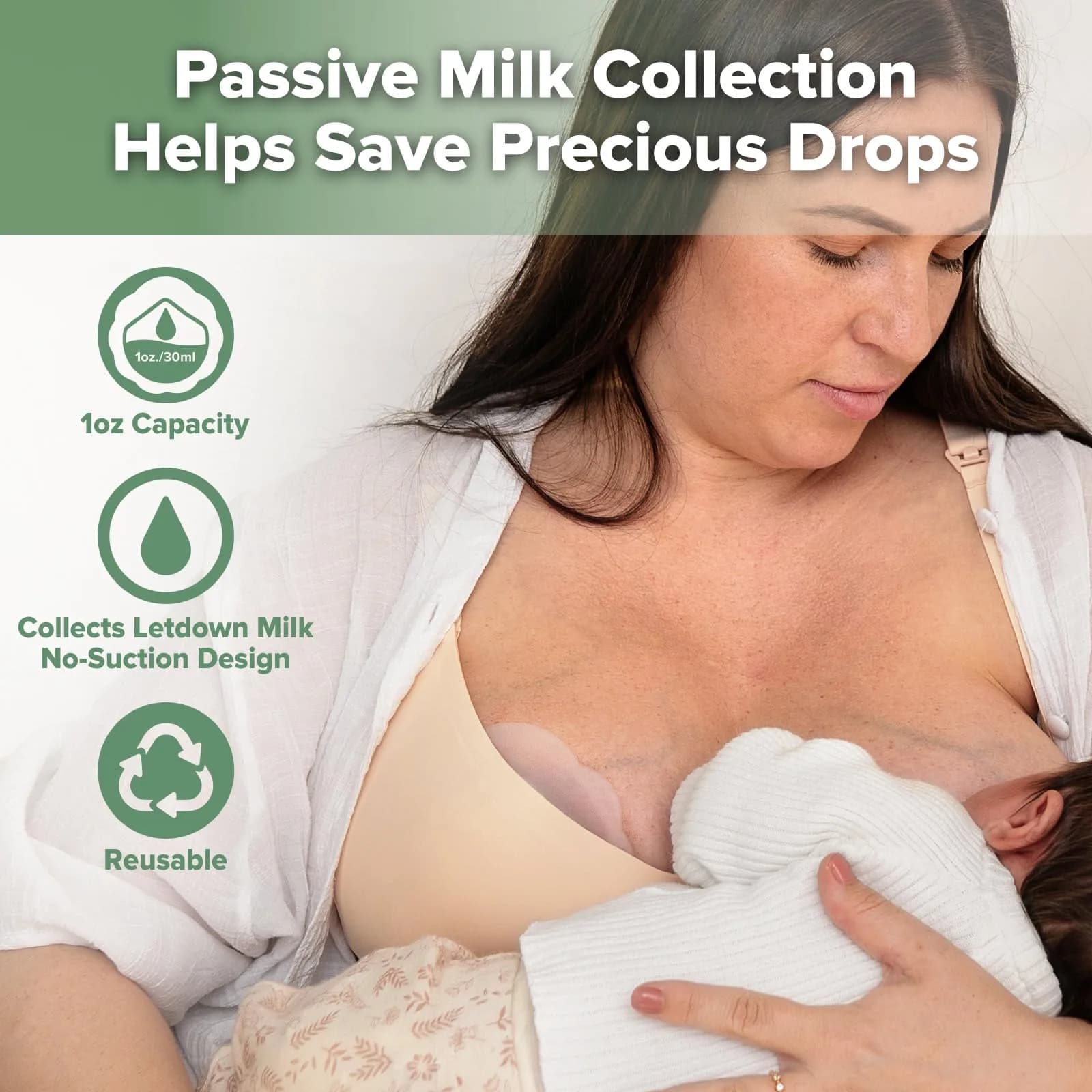 haakaa Petal Soft Passive Silicone Milk Collector 30ml (1 oz) | Discreet Leak-Protection Milk Saver - view 2