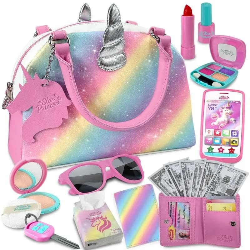 Star Princess Play Purse for Little Girls | Unicorn Pretend Play Toy Set with Accessories - main product image